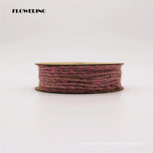 Custom Manufactured Wholesale 2 Color Jute Rope Paper Roll 2mm X 20m Natural+Pink for Decoration, Gifts, Party